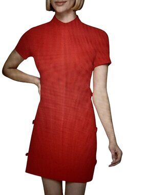 KARL LAGERFELD PARIS WOMENS BOW-TRIM SHEATH DRESS ADMIRAL RED 4 NWT